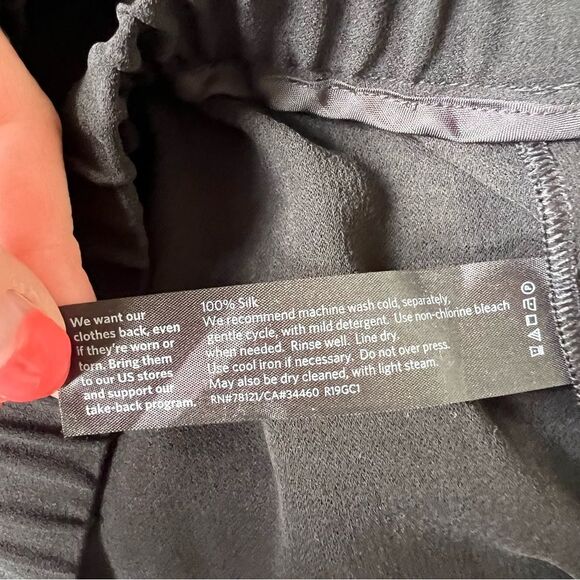 Eileen Fisher Black Silk Georgette Crepe Ankle Straight Pant NWT Size Medium - Picture 16 of 16